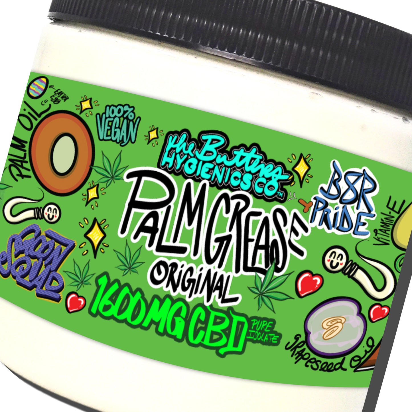 Grasa de palma con CBD - Receta original | Lubricante extraespeso de CBD para masturbación y fisting | Semilla de uva y manteca de palma sostenible