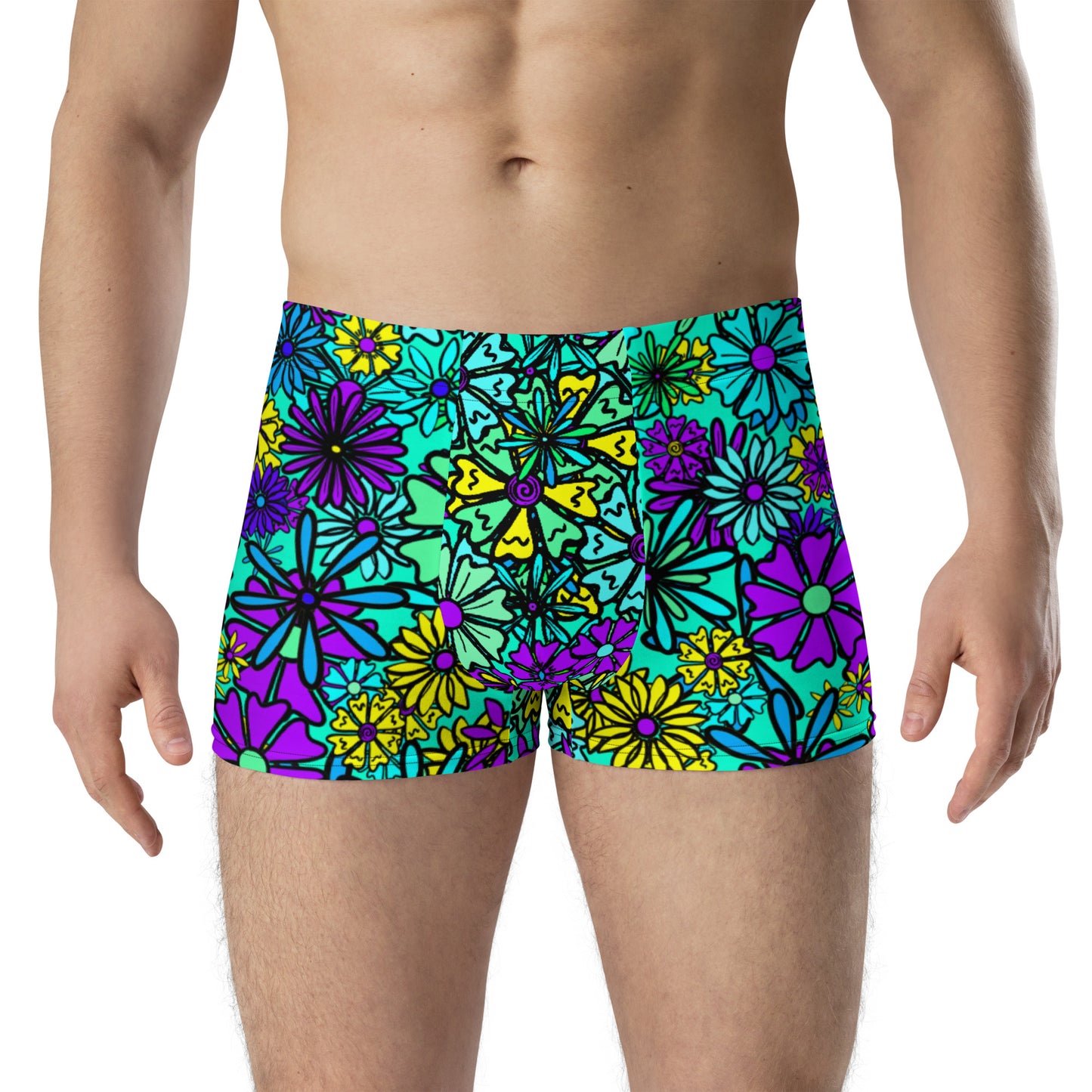 Forbidden Flower {BLUE} Boxer Briefs (Sizes XS-3X) [FREE SHIPPING]