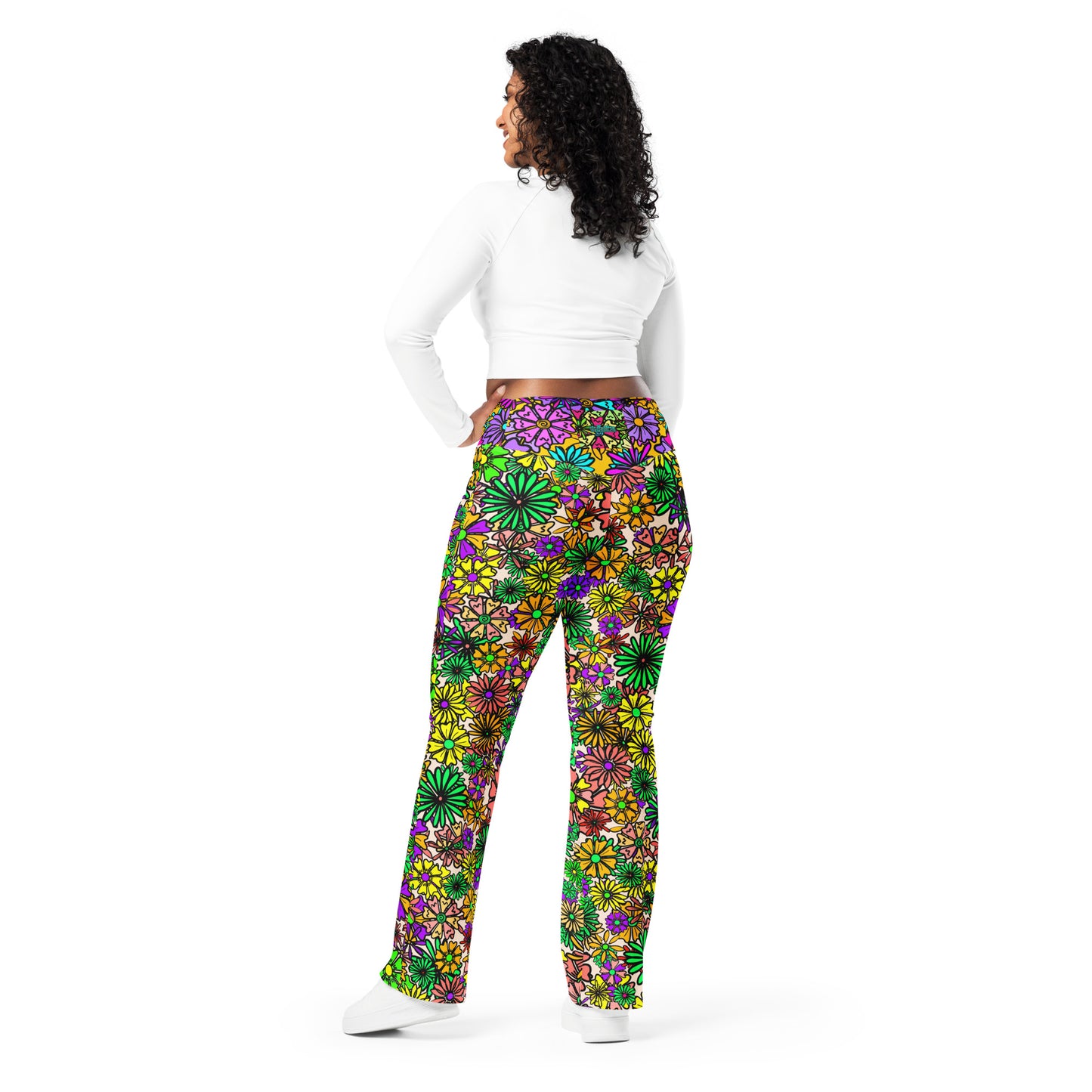 Forbidden Flower {Green/Purple} Jiggle Flare Leggings w Pocket, Moisture Wicking [Sizes 2XS-6XL] {FREE SHIPPING}