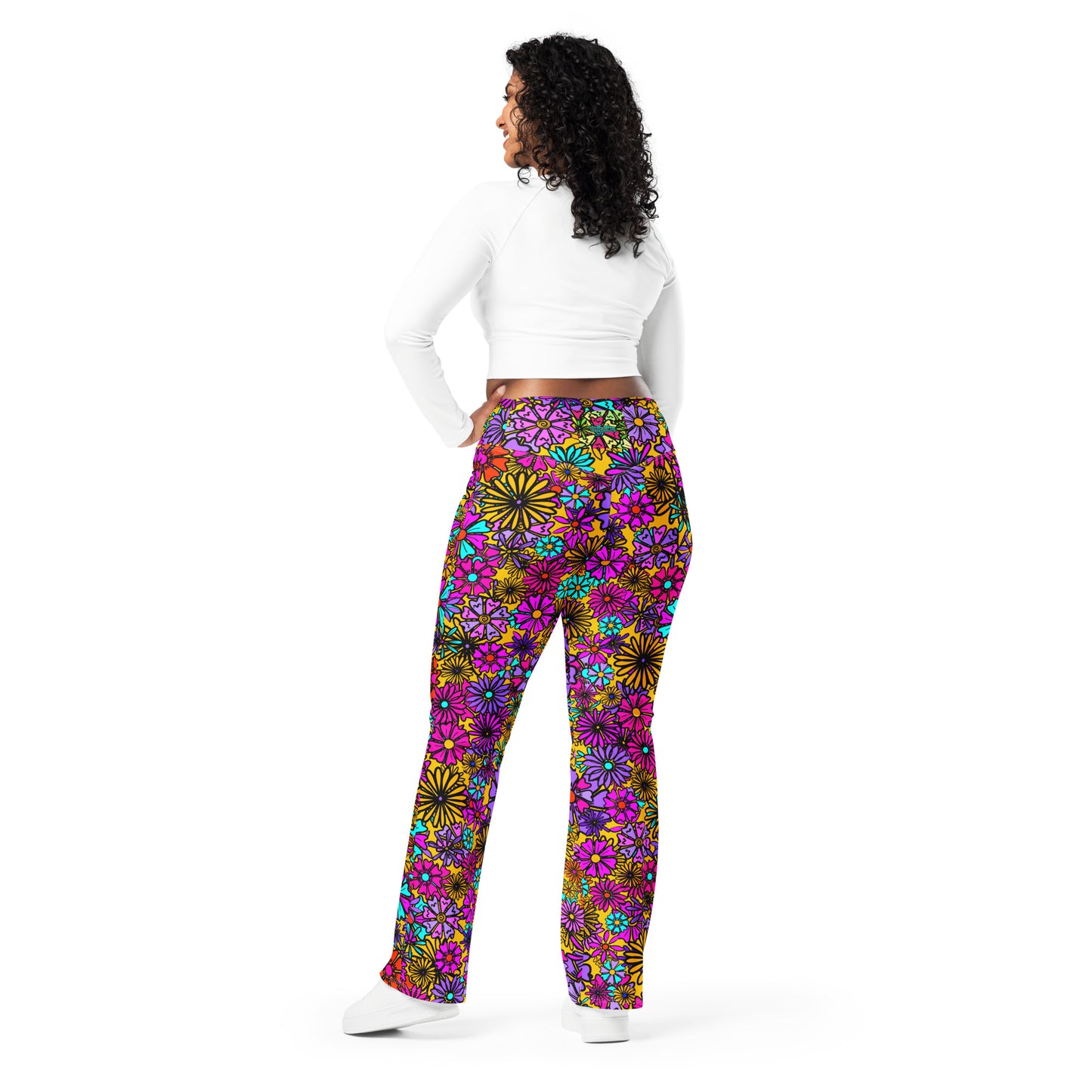 Forbidden Flower {ORANGE} Jiggle Flare Leggings w Pocket, Moisture Wicking [Sizes 2XS-6XL] {FREE SHIPPING}