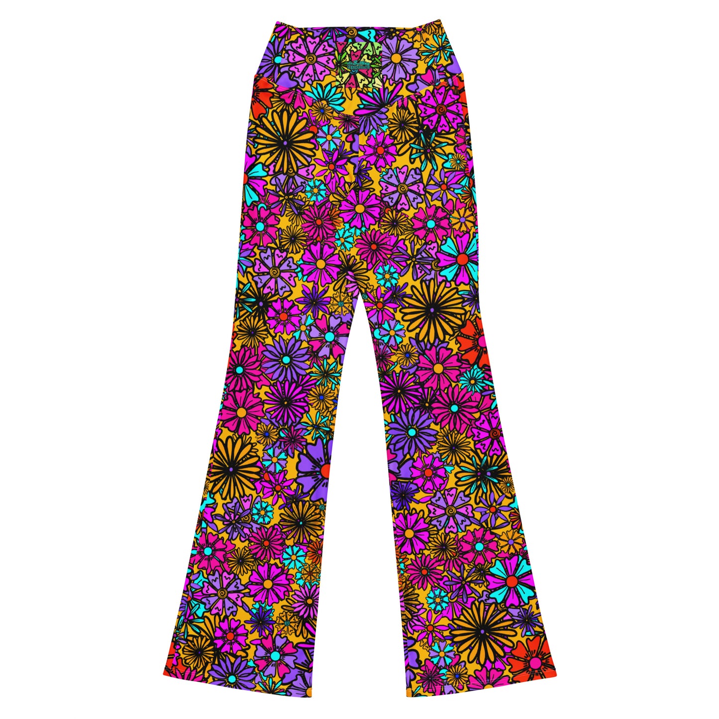 Forbidden Flower {ORANGE} Jiggle Flare Leggings w Pocket, Moisture Wicking [Sizes 2XS-6XL] {FREE SHIPPING}