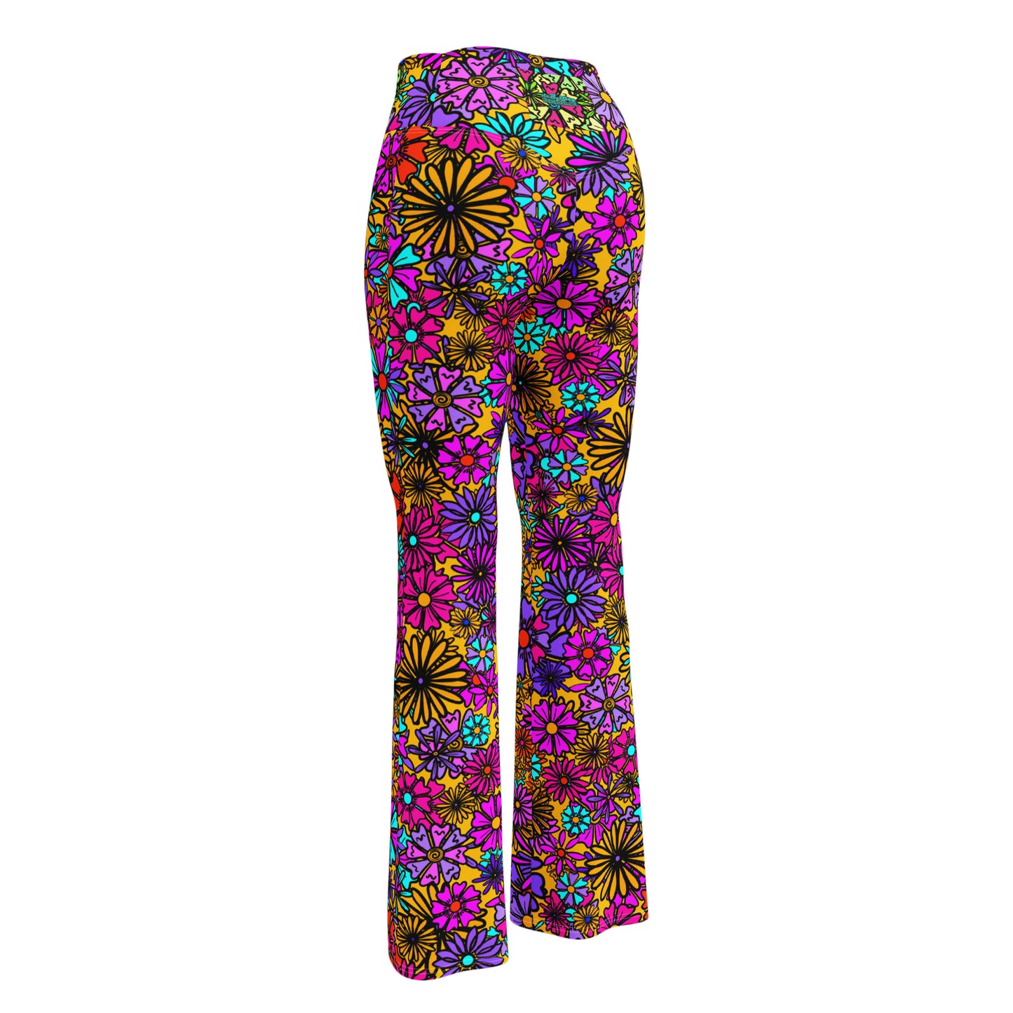 Forbidden Flower {ORANGE} Jiggle Flare Leggings w Pocket, Moisture Wicking [Sizes 2XS-6XL] {FREE SHIPPING}