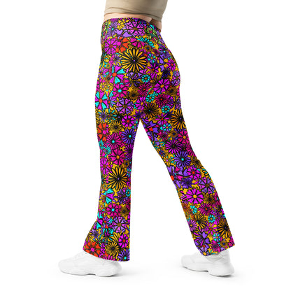 Forbidden Flower {ORANGE} Jiggle Flare Leggings w Pocket, Moisture Wicking [Sizes 2XS-6XL] {FREE SHIPPING}