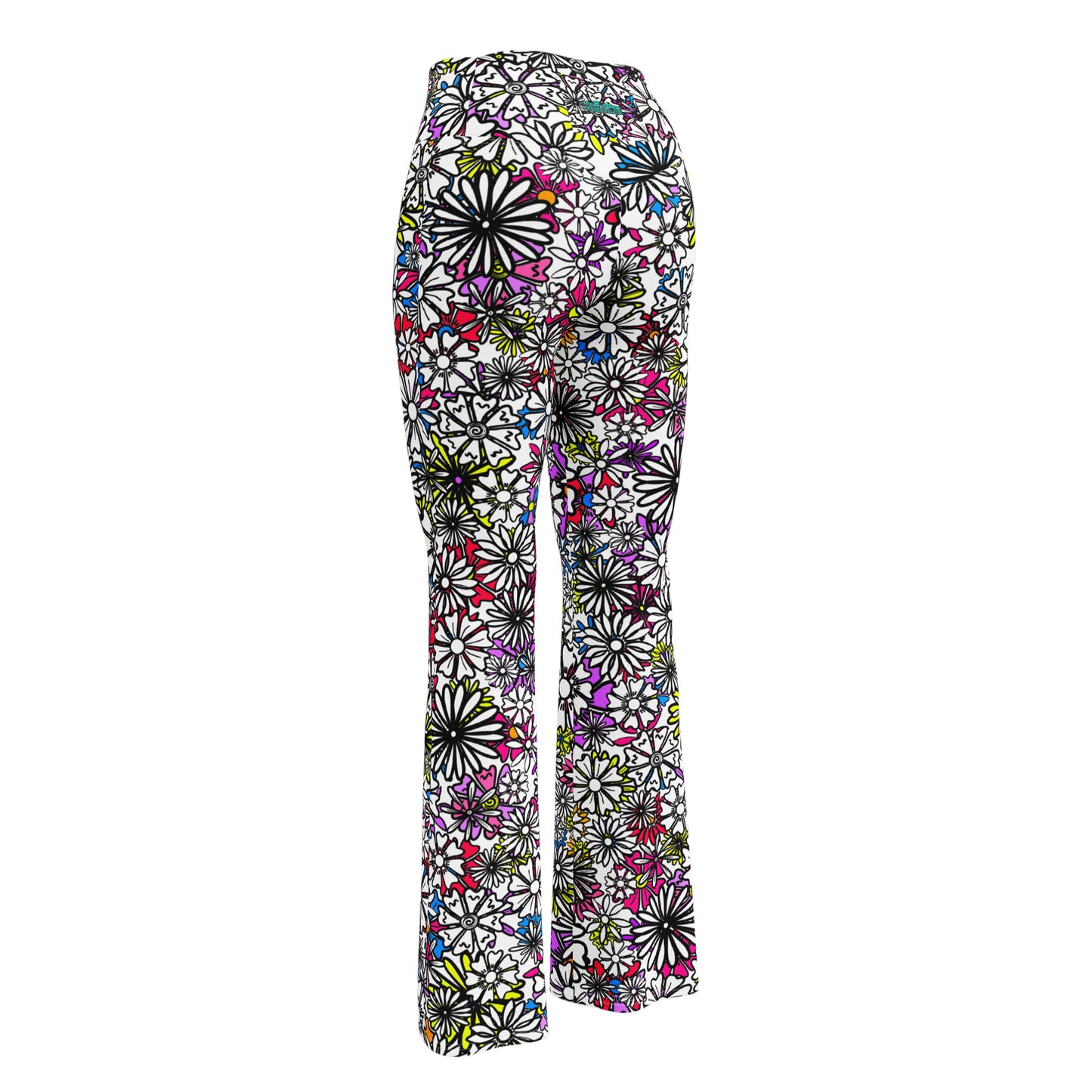 Forbidden Flower {WHITE} Jiggle Flare Leggings w Pocket, Moisture Wicking [Sizes 2XS-6XL] {FREE SHIPPING}