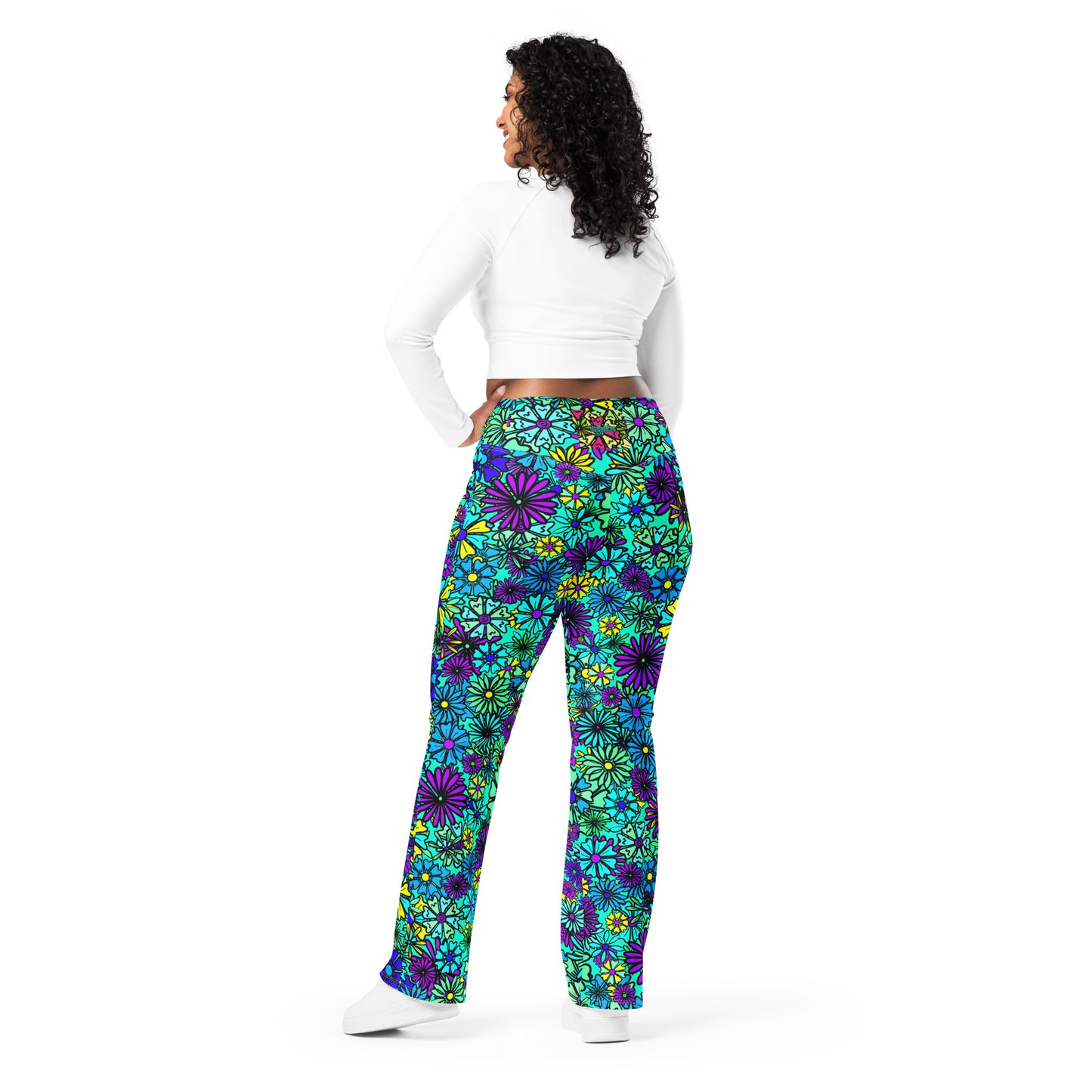 Forbidden Flower {BLUE} Jiggle Flare Leggings w Pocket, Moisture Wicking [Sizes 2XS-6XL] {FREE SHIPPING}