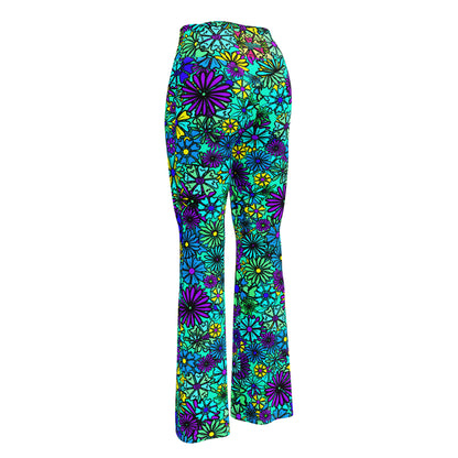 Forbidden Flower {BLUE} Jiggle Flare Leggings w Pocket, Moisture Wicking [Sizes 2XS-6XL] {FREE SHIPPING}