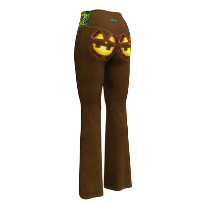 Mr Spookington (BROWN) Super Jiggle Flare Leggings w Pocket, Moisture Wicking [Sizes 2XS-6XL] {FREE SHIPPING}