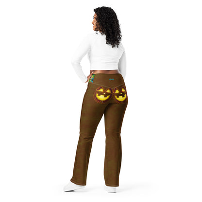 Mr Spookington (BROWN) Super Jiggle Flare Leggings w Pocket, Moisture Wicking [Sizes 2XS-6XL] {FREE SHIPPING}