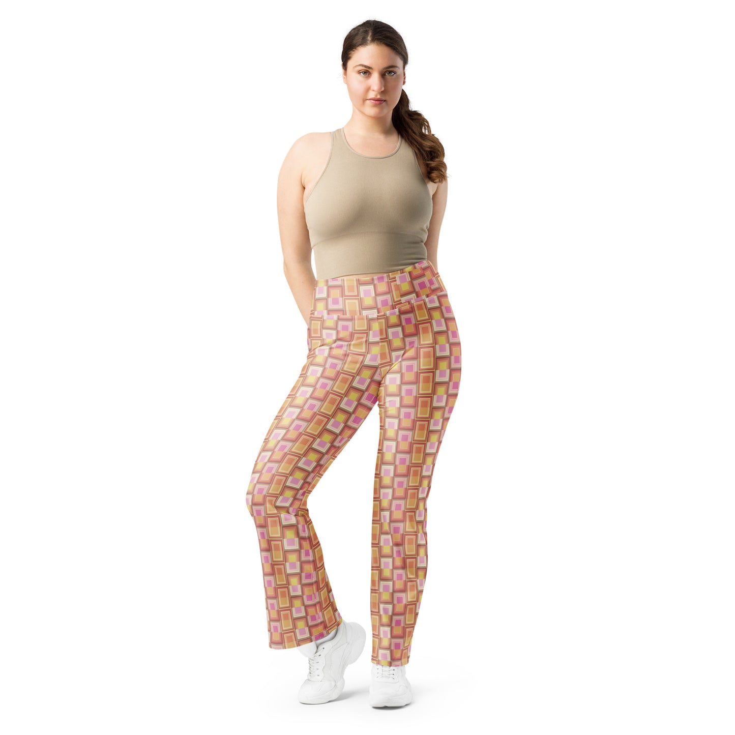 Disco {MELON} Flare Leggings w Pocket, Moisture Wicking [Sizes 2XS-6XL] {FREE SHIPPING}