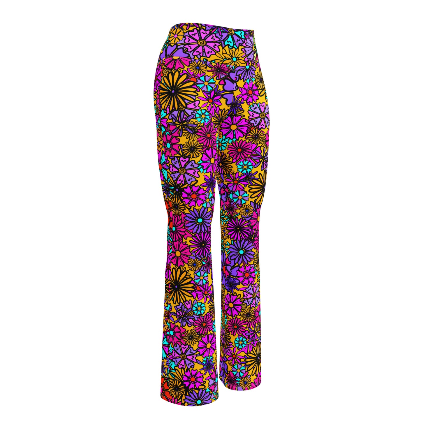 Forbidden Flower {ORANGE} Jiggle Flare Leggings w Pocket, Moisture Wicking [Sizes 2XS-6XL] {FREE SHIPPING}