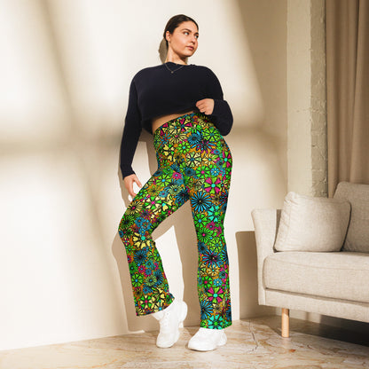 Forbidden Flower {AUTUMN} Jiggle Flare Leggings w Pocket, Moisture Wicking [Sizes 2XS-6XL] {FREE SHIPPING}