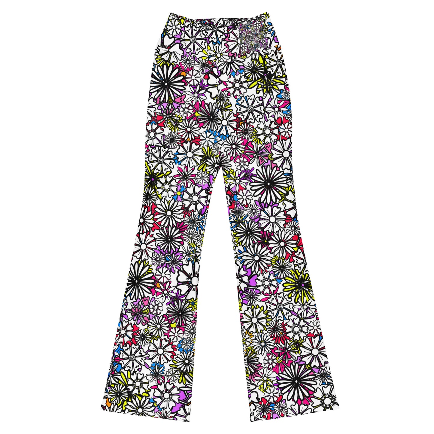 Forbidden Flower {WHITE} Jiggle Flare Leggings w Pocket, Moisture Wicking [Sizes 2XS-6XL] {FREE SHIPPING}