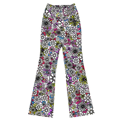 Forbidden Flower {WHITE} Jiggle Flare Leggings w Pocket, Moisture Wicking [Sizes 2XS-6XL] {FREE SHIPPING}