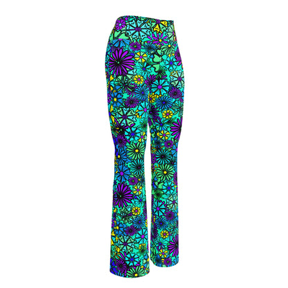 Forbidden Flower {BLUE} Jiggle Flare Leggings w Pocket, Moisture Wicking [Sizes 2XS-6XL] {FREE SHIPPING}