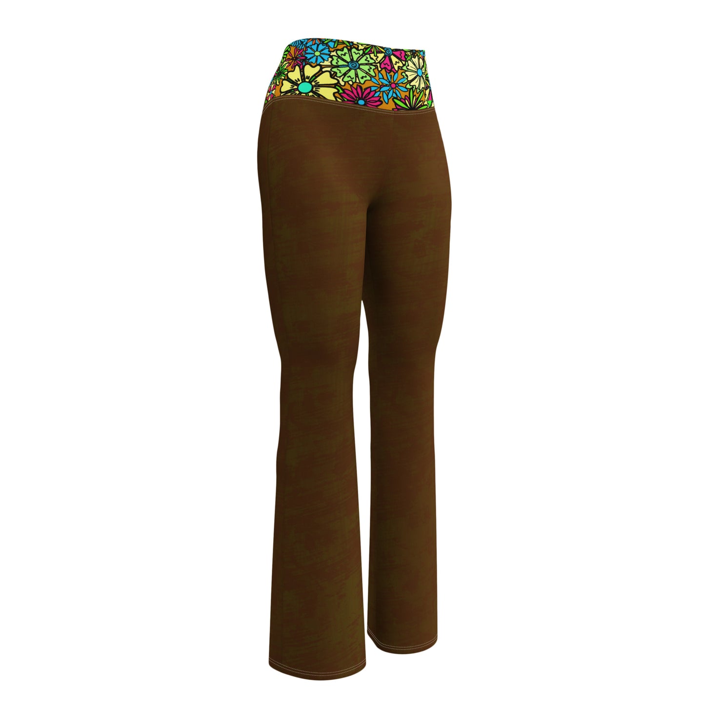 Mr Spookington (BROWN) Super Jiggle Flare Leggings w Pocket, Moisture Wicking [Sizes 2XS-6XL] {FREE SHIPPING}