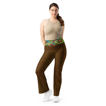 Mr Spookington (BROWN) Super Jiggle Flare Leggings w Pocket, Moisture Wicking [Sizes 2XS-6XL] {FREE SHIPPING}