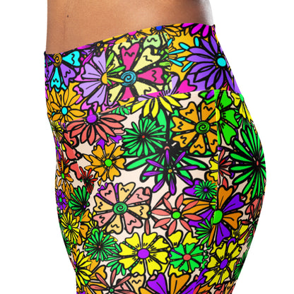 Forbidden Flower {Green/Purple} Jiggle Flare Leggings w Pocket, Moisture Wicking [Sizes 2XS-6XL] {FREE SHIPPING}