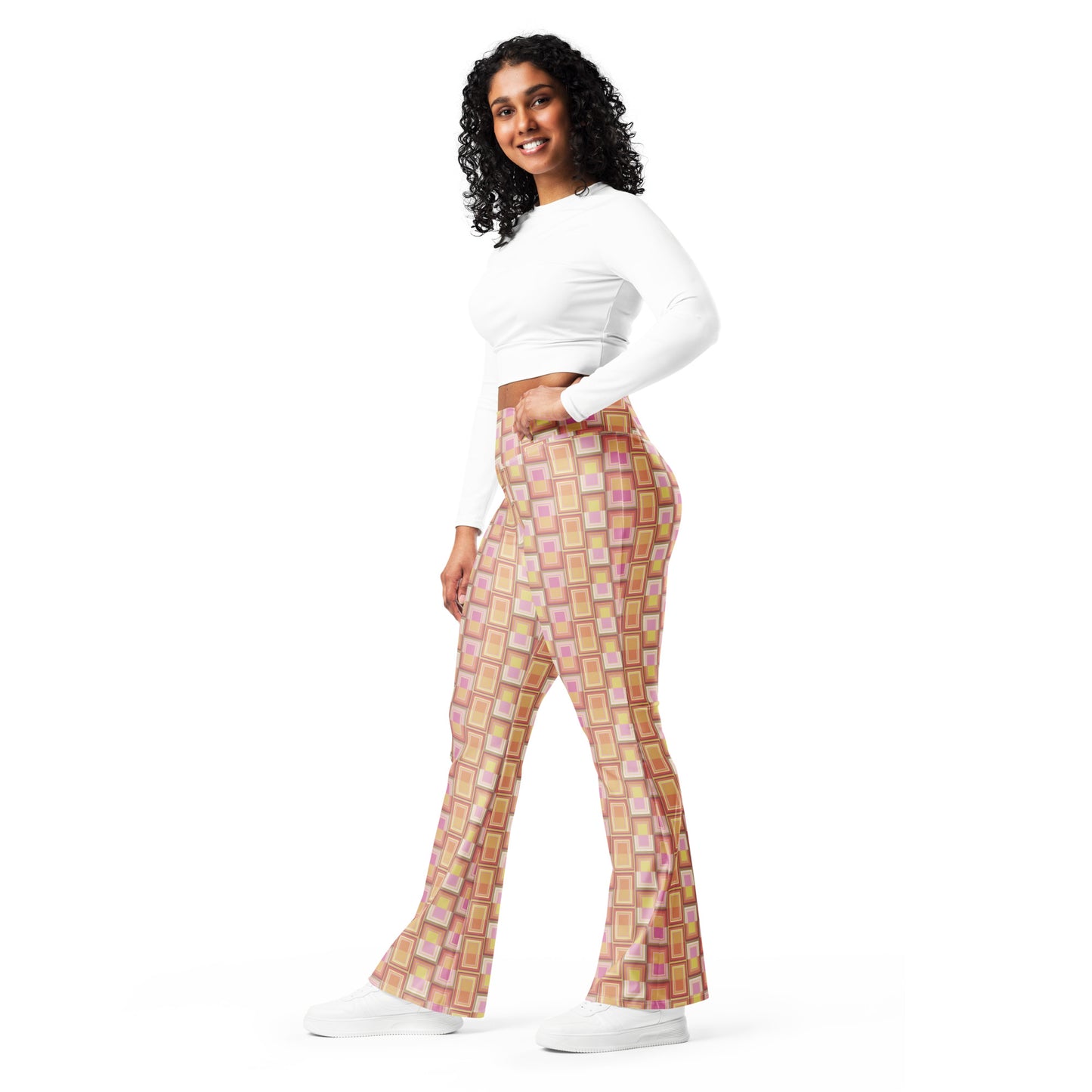 Disco {MELON} Flare Leggings w Pocket, Moisture Wicking [Sizes 2XS-6XL] {FREE SHIPPING}