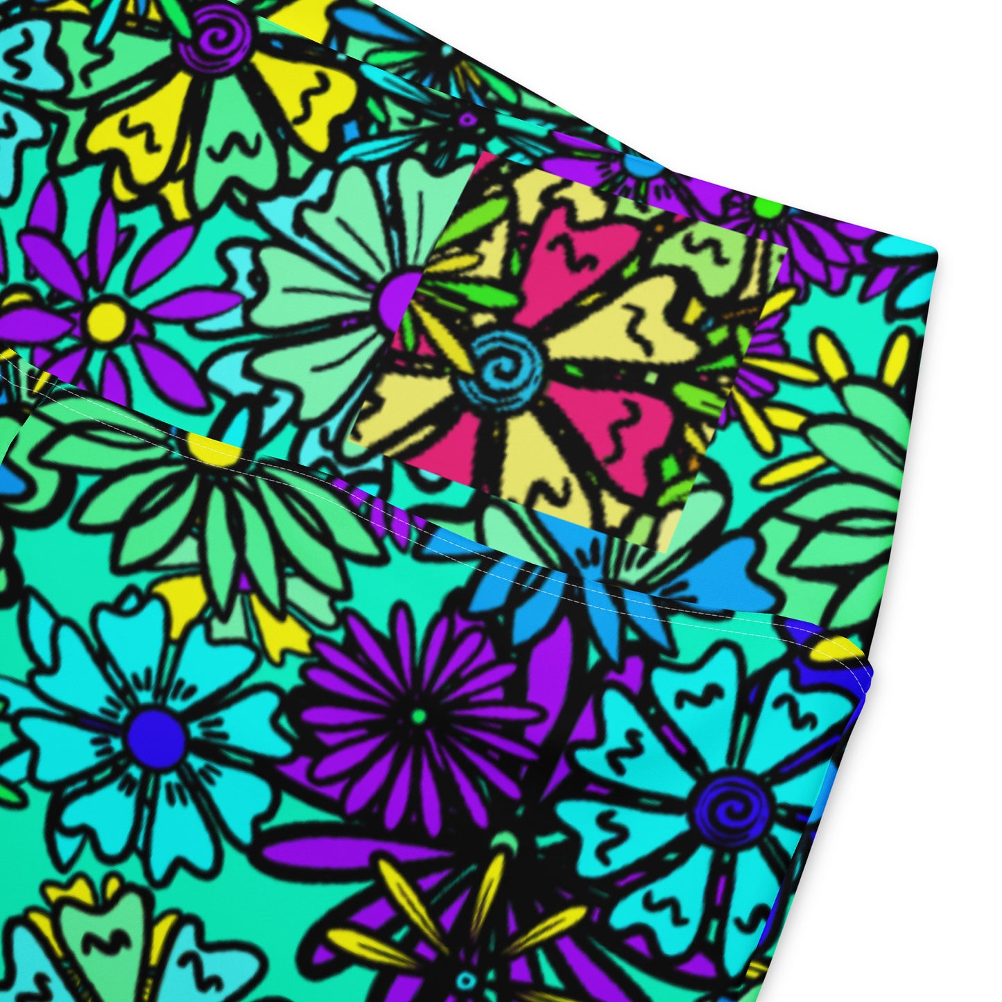 Forbidden Flower {BLUE} Jiggle Flare Leggings w Pocket, Moisture Wicking [Sizes 2XS-6XL] {FREE SHIPPING}