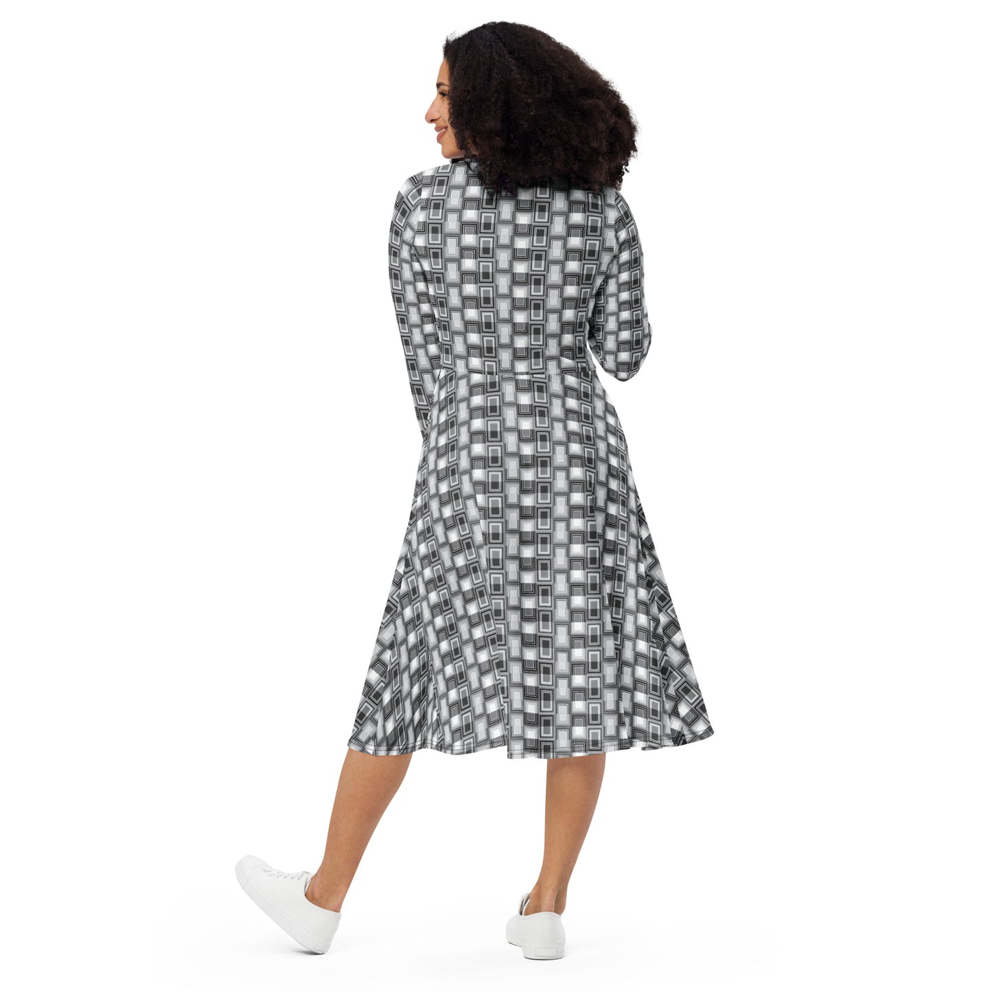 Disco {NEXUS} Midi Dress w Pockets & Stretch [Sizes XS-3XL}