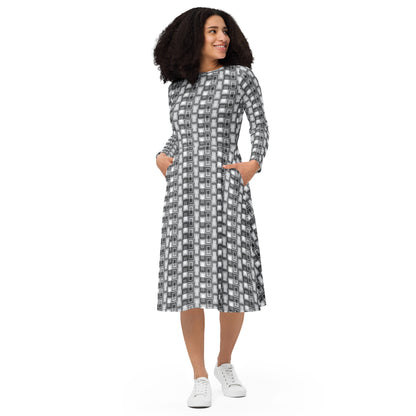 Disco {NEXUS} Midi Dress w Pockets & Stretch [Sizes XS-3XL}