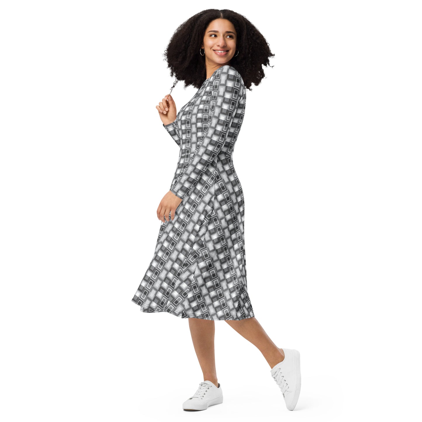 Disco {NEXUS} Midi Dress w Pockets & Stretch [Sizes XS-3XL}