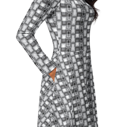 Disco {NEXUS} Midi Dress w Pockets & Stretch [Sizes XS-3XL}