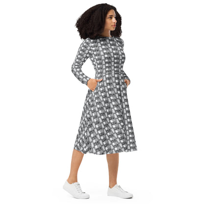 Disco {NEXUS} Midi Dress w Pockets & Stretch [Sizes XS-3XL}