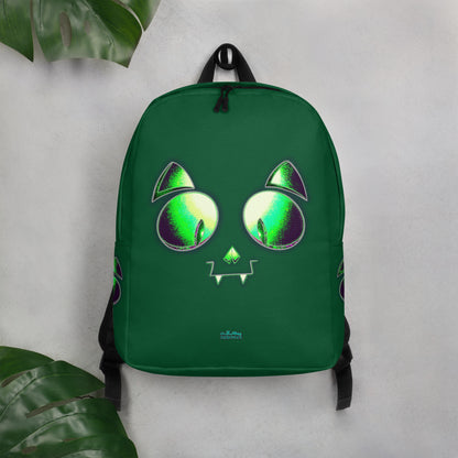 Skelecat (Green) Everyday Backpack w Laptop Sleeve