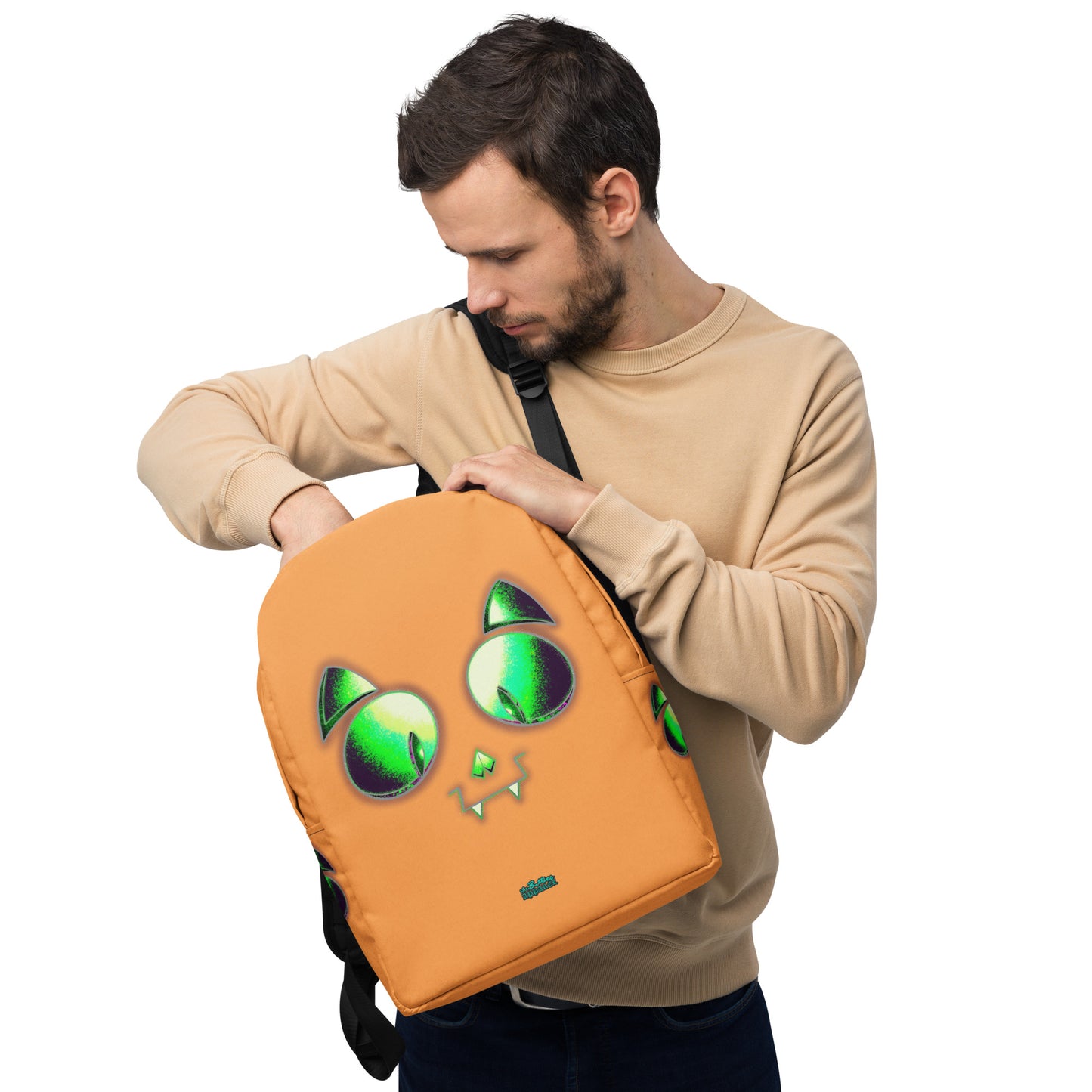 Skelecat (Orange) Everyday Backpack w Laptop Sleeve