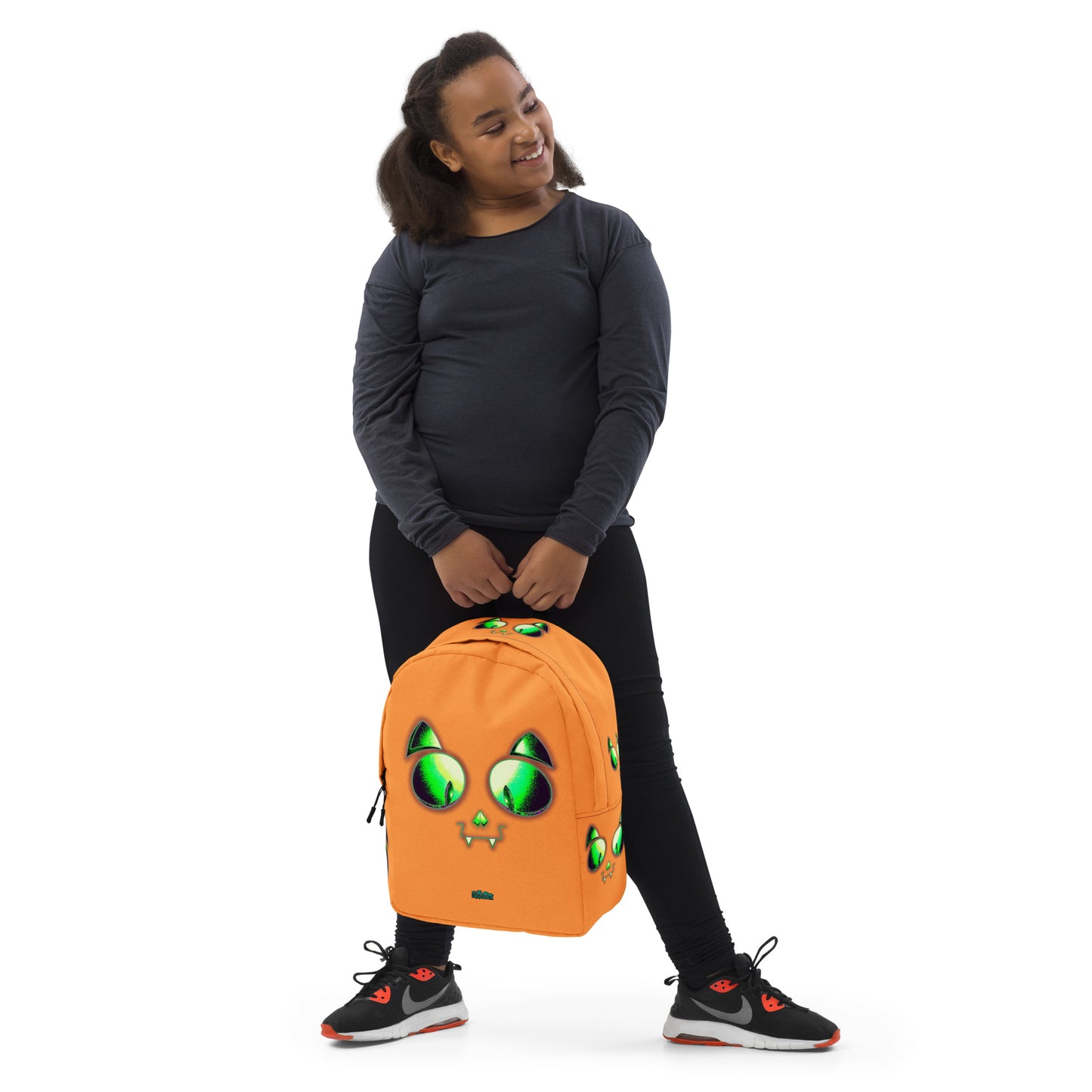 Skelecat (Orange) Everyday Backpack w Laptop Sleeve