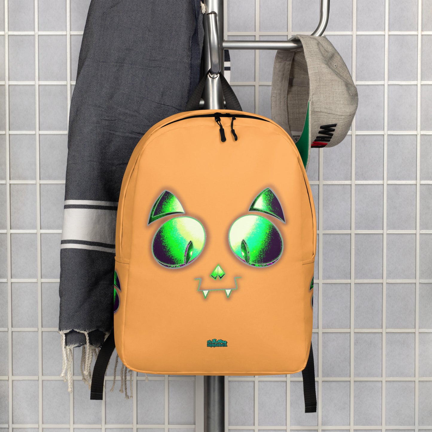 Skelecat (Orange) Everyday Backpack w Laptop Sleeve