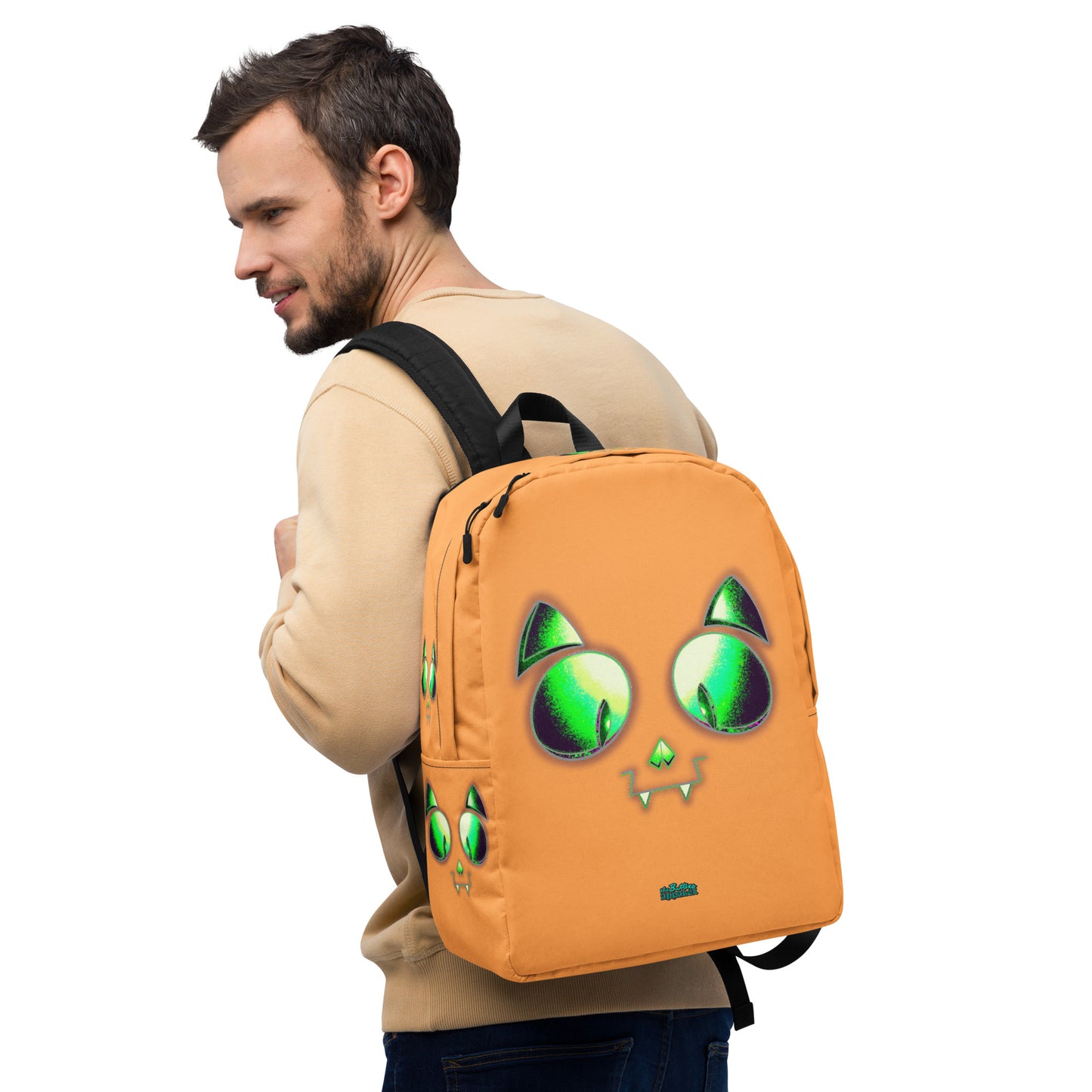 Skelecat (Orange) Everyday Backpack w Laptop Sleeve