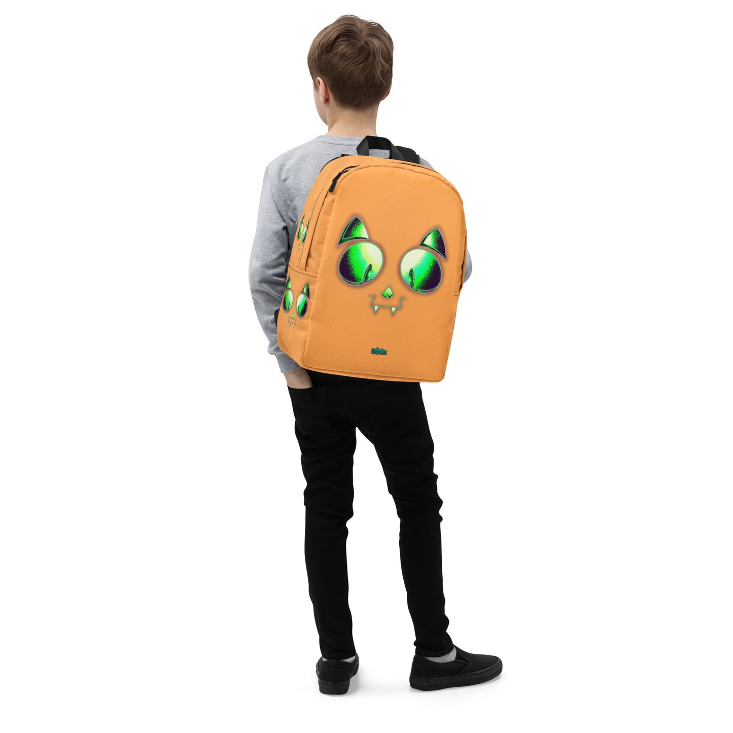 Skelecat (Orange) Everyday Backpack w Laptop Sleeve