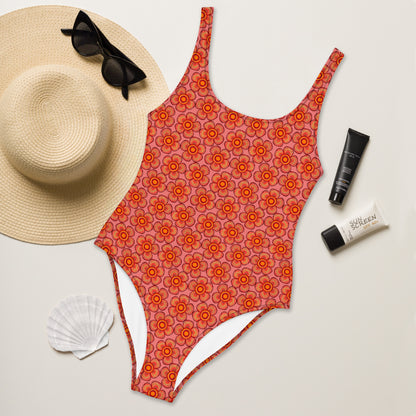 Arnoldii Rafflesia / Corpse Flower (Salmon) | One-Piece Swimsuit (4-Way Stretch, Cheeky Fit) [Sizes XS-3X] [FREE SHIPPING]