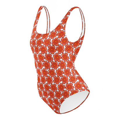 Arnoldii Rafflesia / Corpse Flower (White) | One-Piece Swimsuit (4-Way Stretch, Cheeky Fit) [Sizes XS-3X] [FREE SHIPPING]