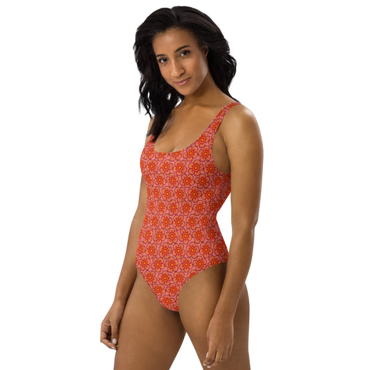 Arnoldii Rafflesia / Corpse Flower (Salmon) | One-Piece Swimsuit (4-Way Stretch, Cheeky Fit) [Sizes XS-3X] [FREE SHIPPING]