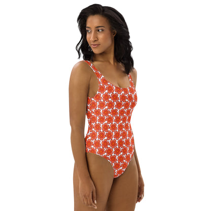 Arnoldii Rafflesia / Corpse Flower (White) | One-Piece Swimsuit (4-Way Stretch, Cheeky Fit) [Sizes XS-3X] [FREE SHIPPING]