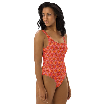 Arnoldii Rafflesia / Corpse Flower (Salmon) | One-Piece Swimsuit (4-Way Stretch, Cheeky Fit) [Sizes XS-3X] [FREE SHIPPING]