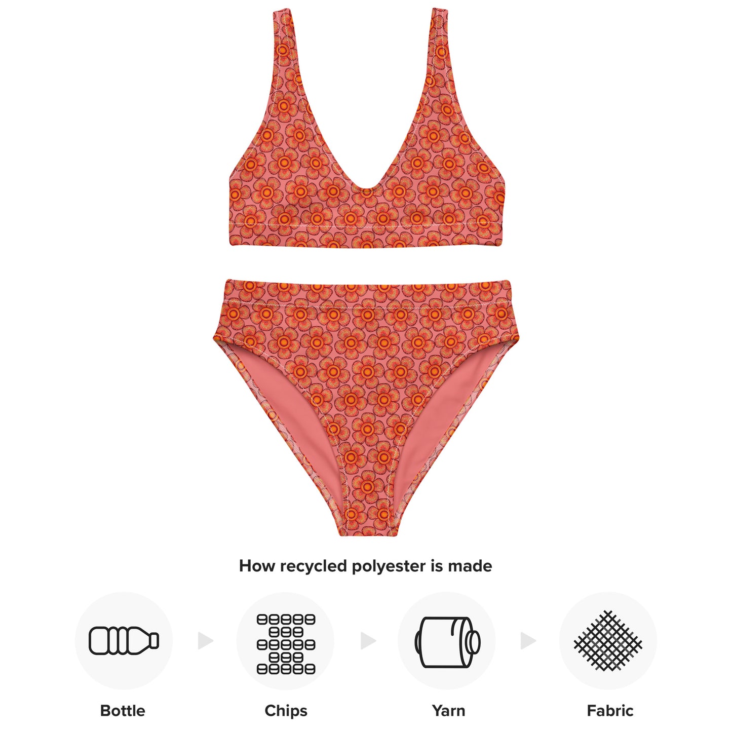 Arnoldii Rafflesia / Corpse Flower (Salmon) | Two-Piece Bikini [XS-3XL] High-Waisted, Flattering