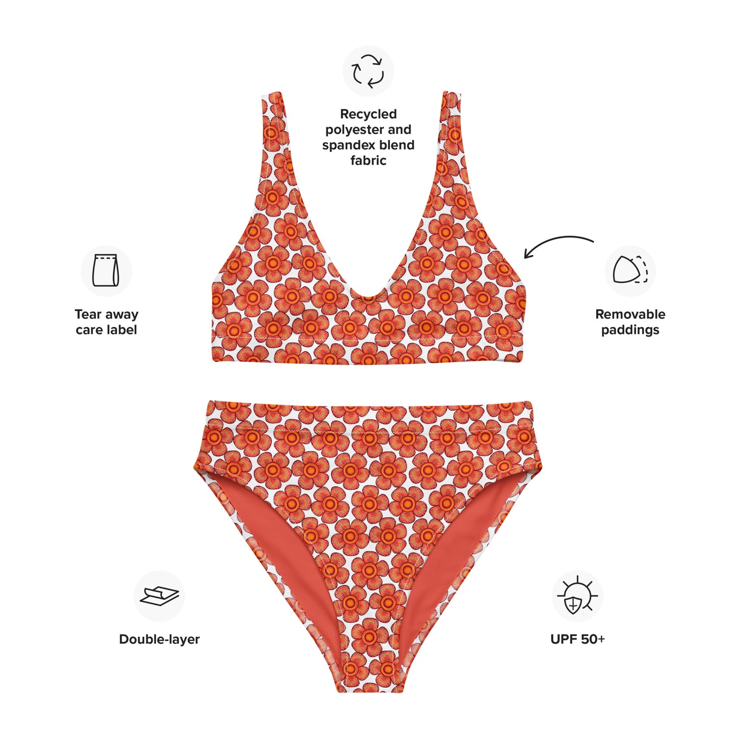 Arnoldii Rafflesia / Corpse Flower (White) | Two-Piece Bikini [XS-3XL] High-Waisted, Flattering