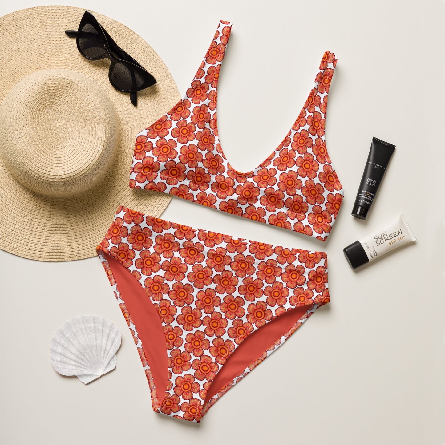 Arnoldii Rafflesia / Corpse Flower (White) | Two-Piece Bikini [XS-3XL] High-Waisted, Flattering