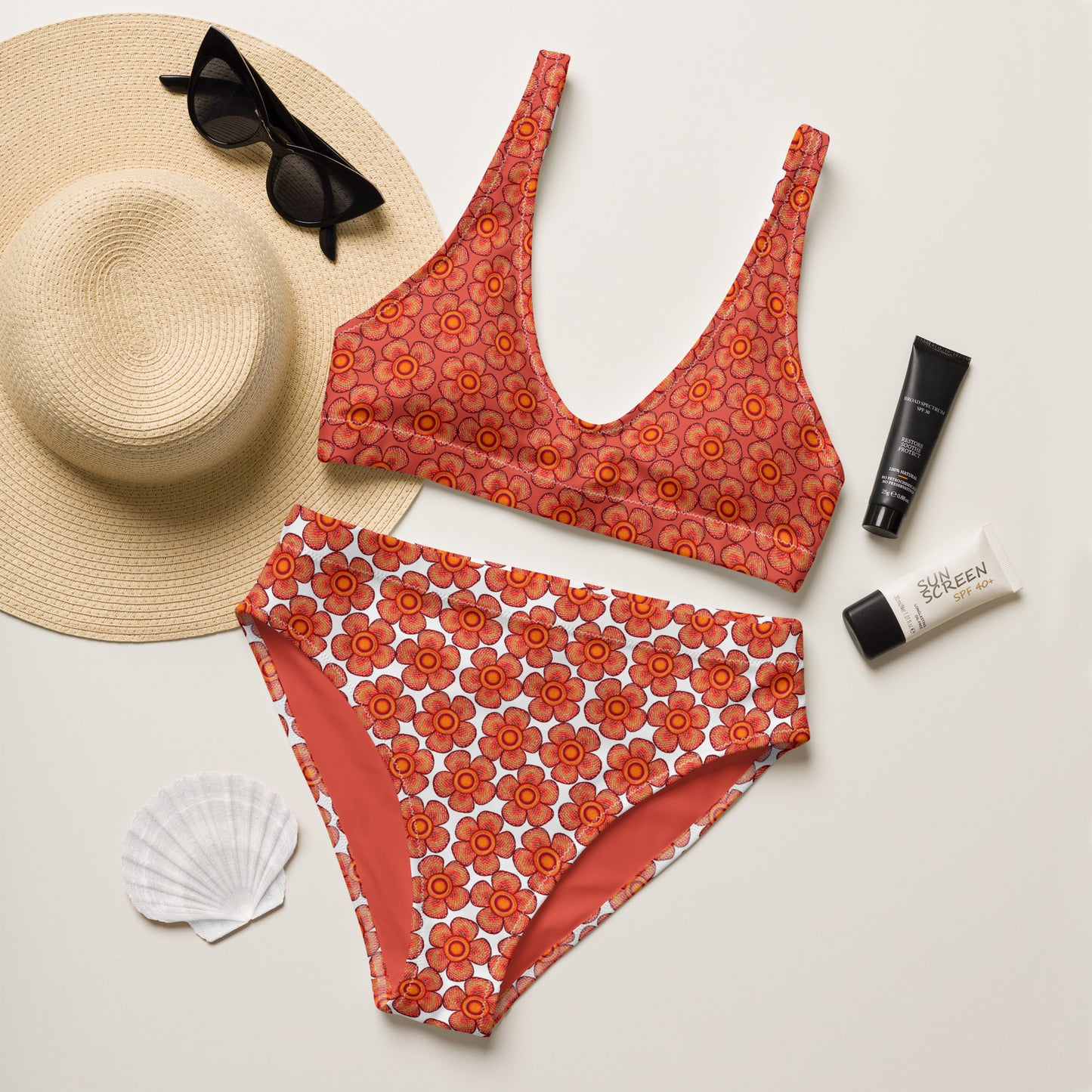 Arnoldii Rafflesia / Corpse Flower (Orange) | Two-Piece Bikini [XS-3XL] High-Waisted, Flattering