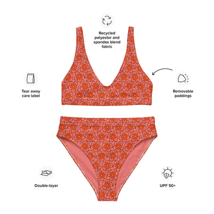 Arnoldii Rafflesia / Corpse Flower (Salmon) | Two-Piece Bikini [XS-3XL] High-Waisted, Flattering