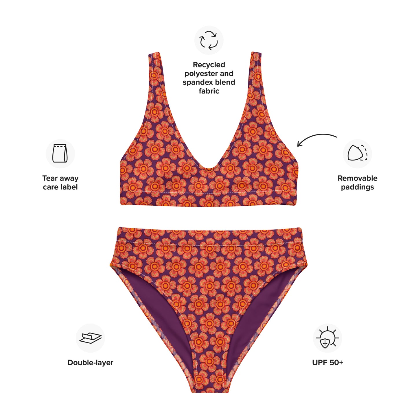 Arnoldii Rafflesia / Corpse Flower (Tyrian Purple) | Two-Piece Bikini [XS-3XL] High-Waisted, Flattering