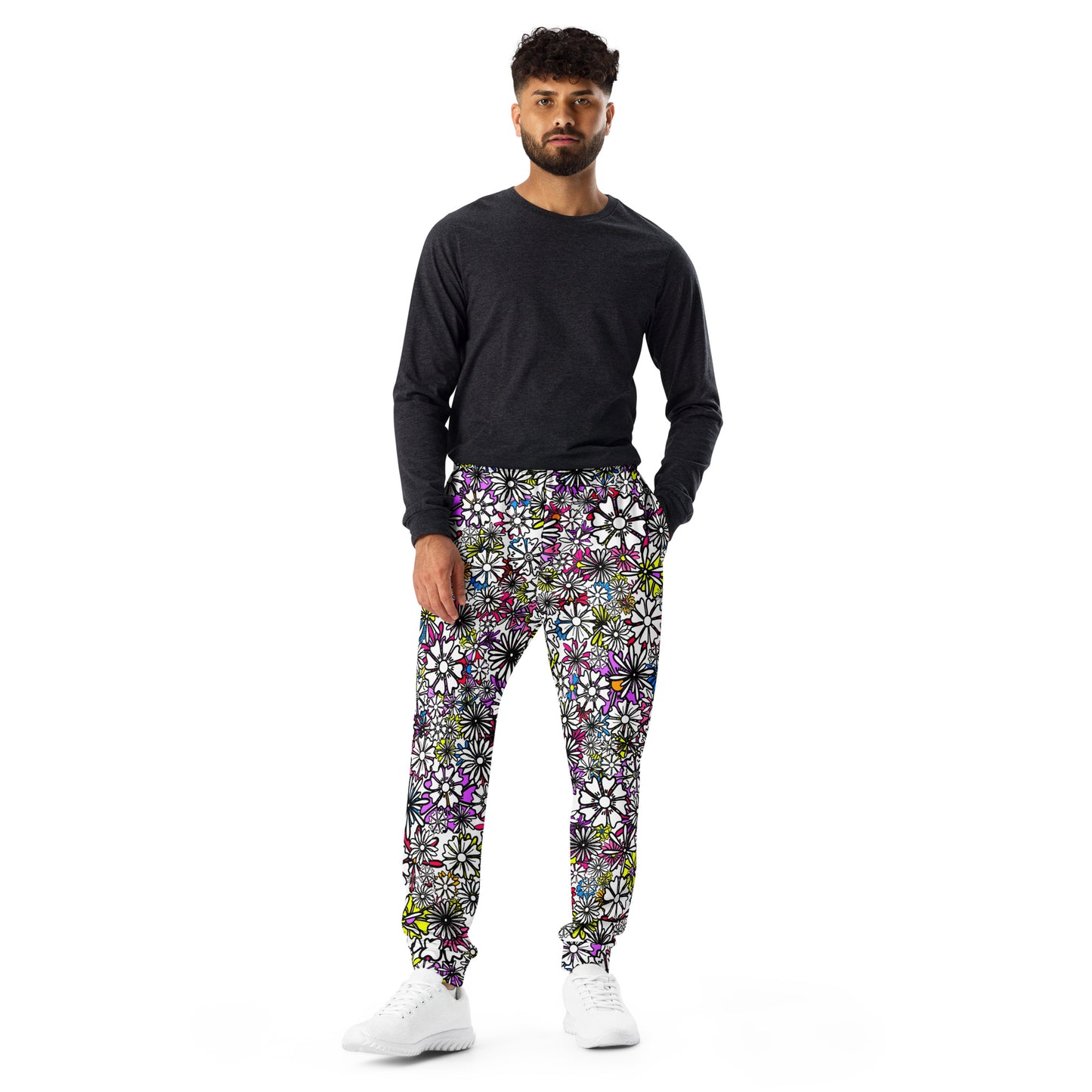 Forbidden Flower {White} Men's Joggers [Sizes XS-3X] Slim Fit