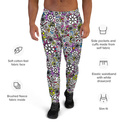 Forbidden Flower {White} Men's Joggers [Sizes XS-3X] Slim Fit