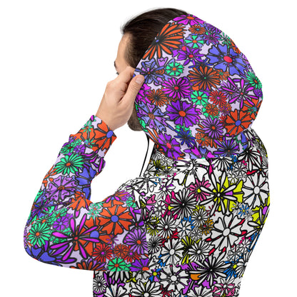 Forbidden Flower {WHITE/PURPLE} | All-Over Print  Fleece Bunny Hug Hoodie Totes Chill Loose Fit Unisex [Sizes 2XS-6X] [FREE SHIPPING]