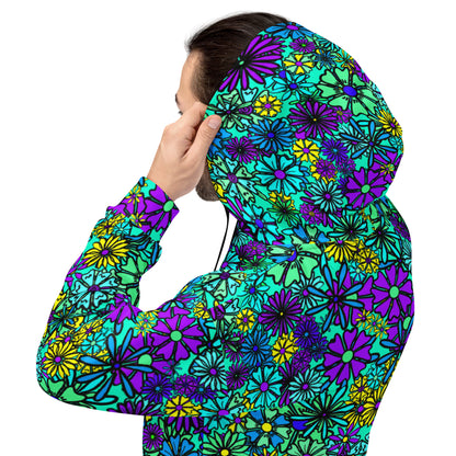 Forbidden Flower {BLUE} | All-Over Print  Fleece Bunny Hug Hoodie Totes Chill Loose Fit Unisex [Sizes 2XS-6X] [FREE SHIPPING]