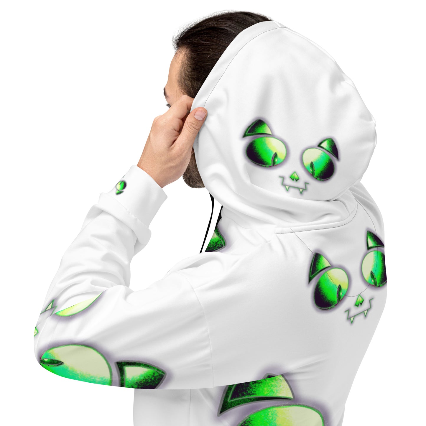 Skelecat (BONE) | All-Over Print Fleece Bunny Hug Hoodie Totes Chill Loose Fit Unisex [Sizes 2XS-6X] [FREE SHIPPING]